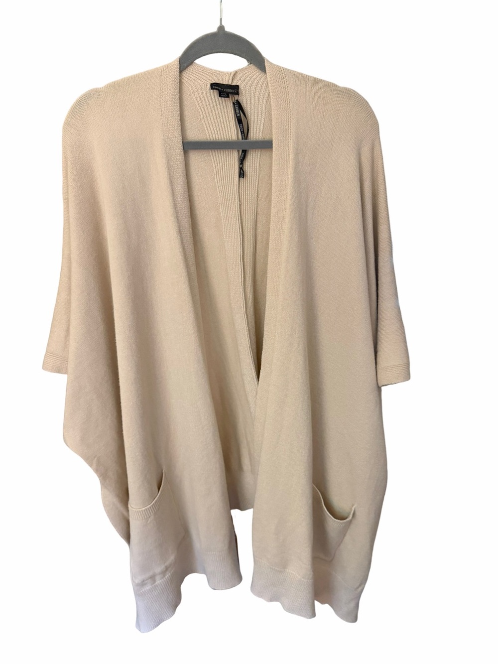 Coco + Carmen Open-Front Cream Knit Cardigan/Cape